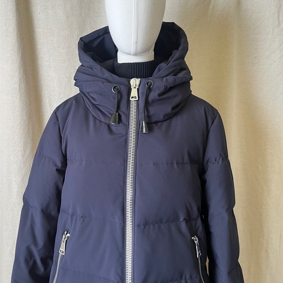 DKNY Black Hooded Puffer Coat Womens Large Long Quilted Winter Jacket - Picture 2 of 8